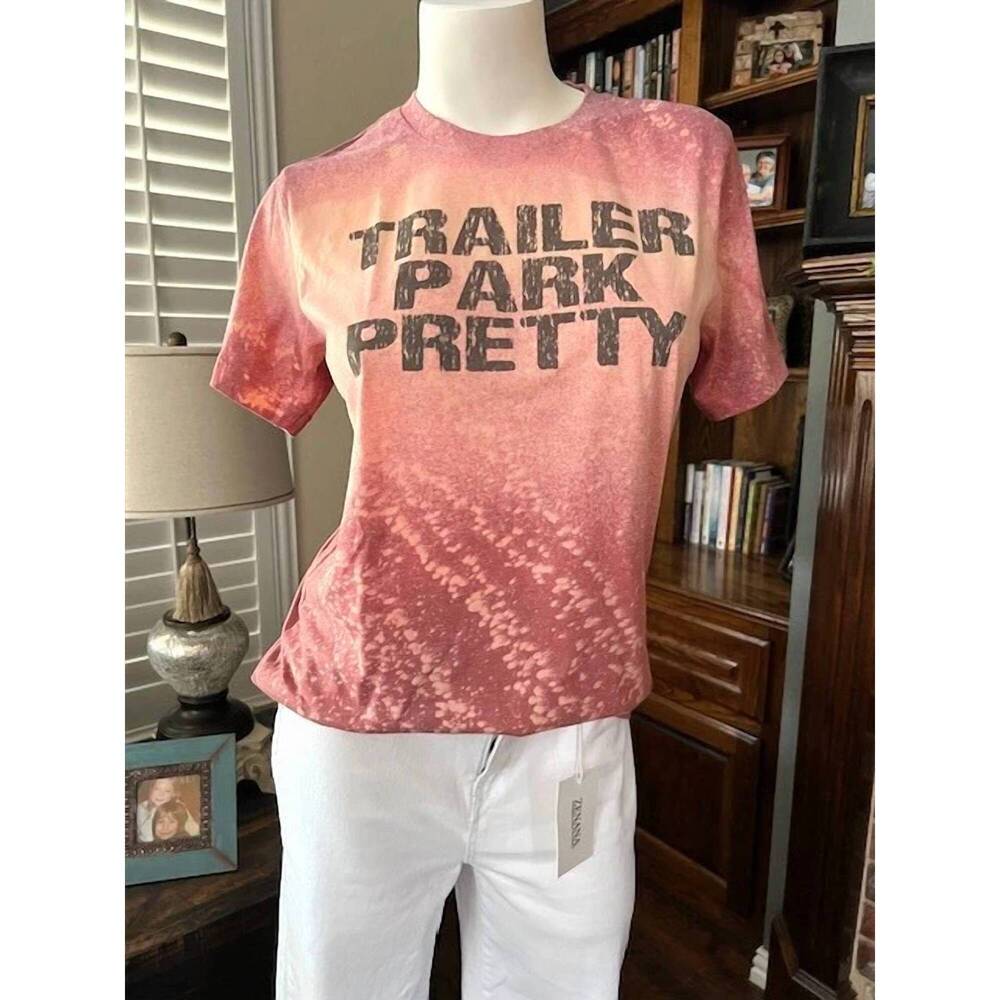 NEW KEEP IT GYPSY women's trailer park pretty acid washed t-shirt in multicolor